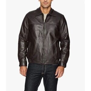 Excelled Mens Dark Brown Leather Bomber Jacket Quilted Lining Size M A29